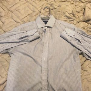 Long sleeve blue and white stripe button down